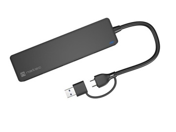 USB-концентратор Natec Mayfly 4xUSB 3.0, черный адаптер USB-C + USB-A
