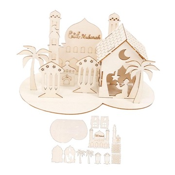 Ид Мубарак Деревянное украшение 3D-головоломка в сборе с замком в креативном стиле D