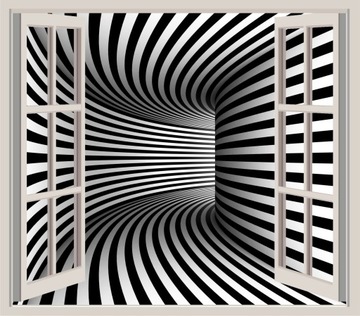 FOTOTAPETA 3D OKNO widok abstrakcja pasy tunel