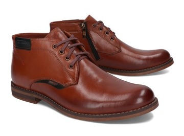 SZTYBLETY BUTY ZIMOWE POLSKIE SKÓRA 137/C1 BRĄZOWY 40