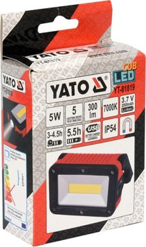 YATO REFLEKTOR COB LED AKUMULATOR PRZENOŚNY 5W 100x65x30 MM MAGNES 4 TRYBY
