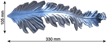 Liść stalowy ozdobny z blachy dł.33cm element kuty