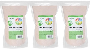 ZESTAW x3 SÓL HIMALAJSKA Drobna, Różowa 1Kg - MIGO