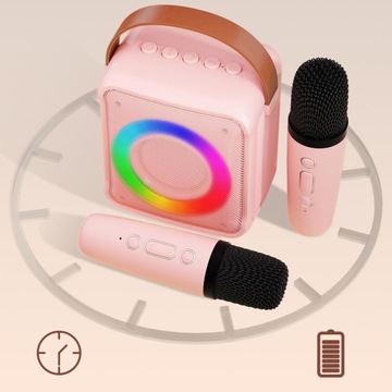 КАРАОКЕ-МАШИНА С BLUETOOTH 2 БЕСПРОВОДНЫХ МИКРОФОНА 5 РЕЖИМОВ ОСВЕЩЕНИЯ