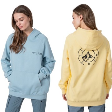 4F Bluza FOB damska z kapturem BLD012 [Rozmiar XS, Kolor żółty]