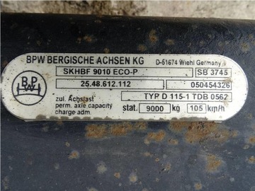 ОСЬ ПОЛУПРИЦЕПА BPW SKHBF 9010 ECO-P 25.48.612.112