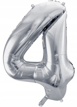 BALON foliowy SREBRNY urodziny cyfra numer 4 XXL