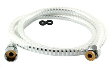 Wąż prysznicowy gładki 1.5m BIAŁY-CHROM PVC