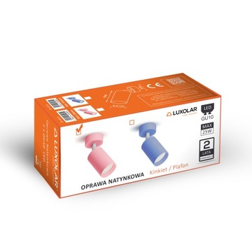 Lampa Ścienna Kinkiet Plafon Tuba Metal SPOT LED GU10 Róż Ruchoma Halogen