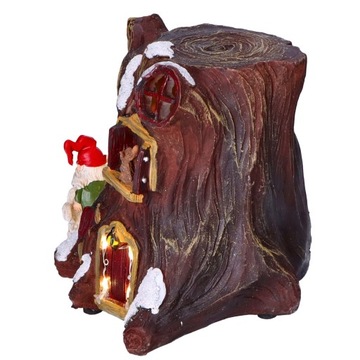 Светодиодный рождественский городок, домик гнома в стволе дерева