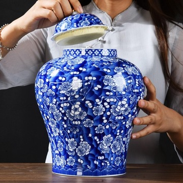 2x Porcelana w stylu chińskim, Słoik na Imbir, Szkliwiony Klasyczny Stół