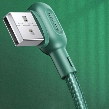 USAMS двусторонний USB-USB-C / Type-C 2A угловой плетеный кабель длиной 1,2 м