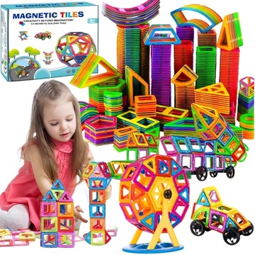 KLOCKI MAGNETYCZNE KONSTRUKCYJNE EDUKACYJNE ZESTAW 168 EL DUŻE PANELE 3D