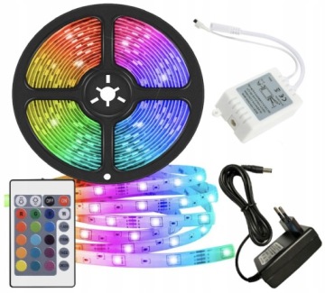 ZESTAW 5 METRÓW TAŚMY LED RGB + pilot
