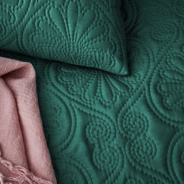 Pikowana Narzuta na Łóżko Kanapę Sofę Leila Zielona 240 x 260 Duża XXL Grub