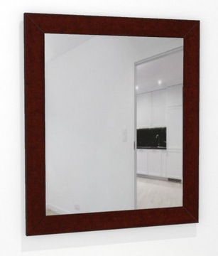 Lustro w grubej 6cm ramie MDF 70x60 wiśnia ciemna