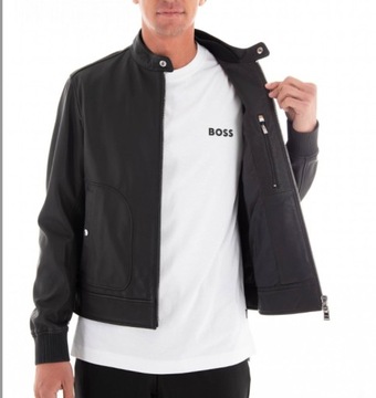 HUGO BOSS kurtka męska skórzana skóra NOWOŚĆ BLACK roz.58 / XXXXL