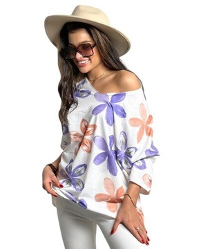 ART2402 WH/PURPLE BLUZKA DAMSKA Uniwersalny