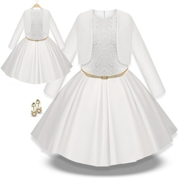Sukienka BOLERKO WIZYTOWA ELEGANCKA koronka MARYSIA 140 ivory RIMKO POLSKA