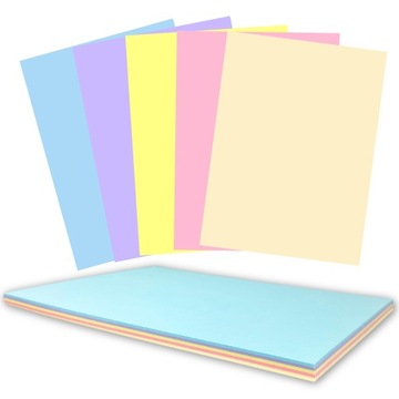 PAPIER KOLOROWY BRYSTOL GRUBY TECHNICZNY A5 25 KARTEK 220g/m2 5 KOLORÓW