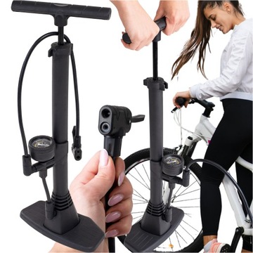 POMPKA ROWEROWA SAMOCHODOWA Z MANOMETREM DO ROWERU RĘCZNA PRZENOŚNA 16 BAR