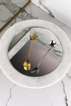 4 ложки «Кошка», подарок любителю кошек, с кошачьим мотивом, золотые столовые приборы с котом.