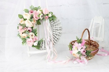 Весенний венок, украшение на дверь, украшение РОЗОВОЕ
