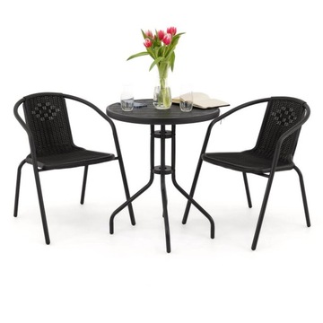 Zestaw mebli na balkon KJF36644 czarny