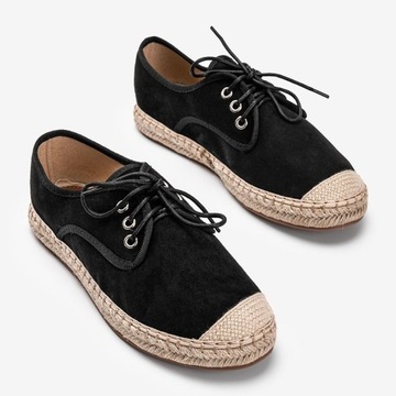 Czarne Skóra ekologiczna Buty Espadryle r.37