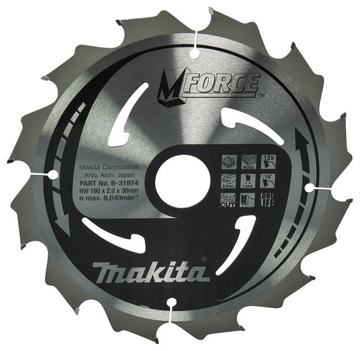Tarcza tnąca M-Force Makita 190x30 mm 12 zębów