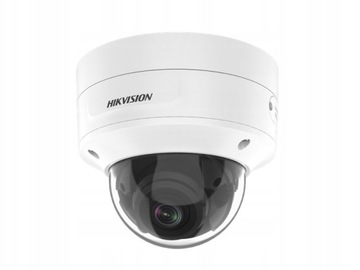 AcuSense kamera IP kopułkowa 4.0 Mpix, VF 2.8 - 12 mm, IR 40m, biała, metal