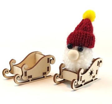Сани Деда Мороза Сани из фанеры со звездой Размер 3мм. 6х3х2,8 см Декупаж