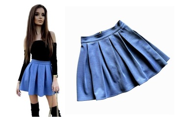 Spódniczka BIAŁA ROZKLOSZOWANA w ZAKŁADKI zasuwana na ZŁOTY ZAMEK XS