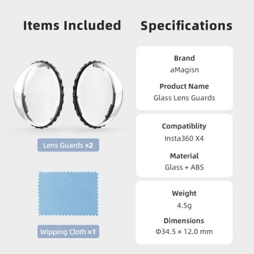 ОПТИЧЕСКОЕ СТЕКЛО ЗАЩИТА ЛИНЗ ДЛЯ INSTA 360 X4 ВОДОНЕПРОНИЦАЕМАЯ ЗАЩИТНАЯ КРЫШКА