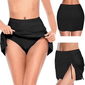 SPÓDNICZKA STRÓJ KĄPIELOWY KOSTIUM WYSOKI STAN MODELUJĄCY DAMSKI CZARNY XL