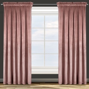 Zasłonka GOTOWA różowa na taśmie ROSA 140x270 cm