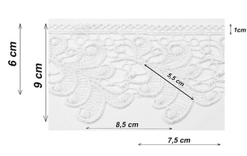 Taśma gipiura koronka ozdobna biała wys. 9 cm