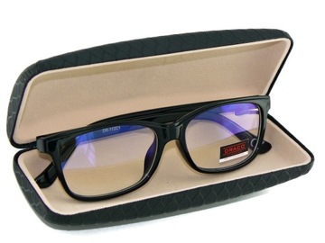 MĘSKIE OKULARY ZERÓWKI BLUE LIGHT z antyrefleksem DO KOMPUTERA gaming ETUI