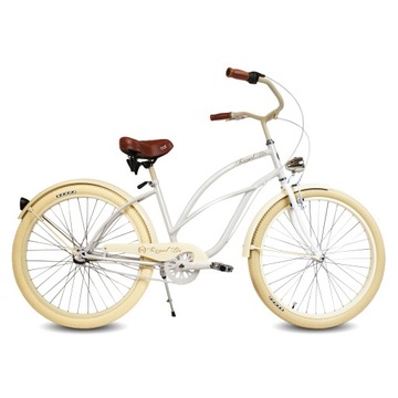 Rower beach Cruiser damski 26 cali kremowy biały 3 biegi CARAMEL RoyalBi