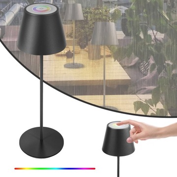LAMPA STOŁOWA LED, BEZPRZEWODOWA, CIEPŁA BIEL I KOLORY ŚWIATŁA RGB