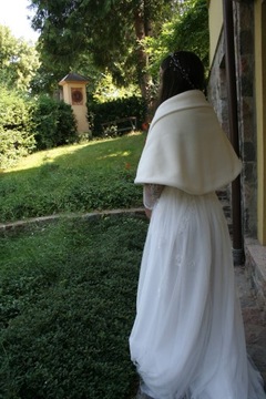 Свадебный палантин, накидка, шарф, мех цвета экрю M/L НОВИНКА