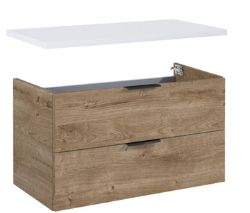 KOMPLET SZAFKA ŁAZIENKOWA Z BLATEM DĄB / BIAŁY FRAME 80 CM ZESTAW