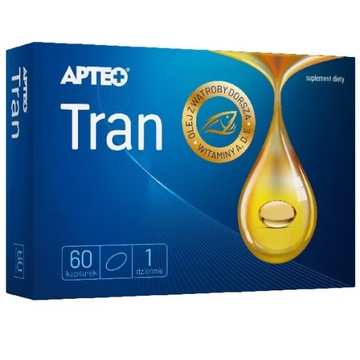TRAN APTEO 60 Kapsułek Witaminy A,D,E EPA DHA