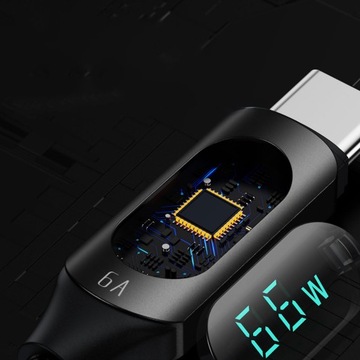 КАБЕЛЬ WOZINSKY USB-A/USB-C 2М СО СВЕТОДИОДНЫМ ДИСПЛЕЕМ