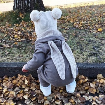 Ползунки Big Ears Bunny с капюшоном и молнией.