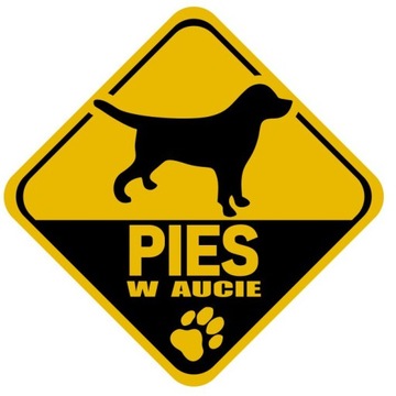 NAKLEJKA PIES W AUCIE NA SAMOCHÓD PIESEK śr.16cm