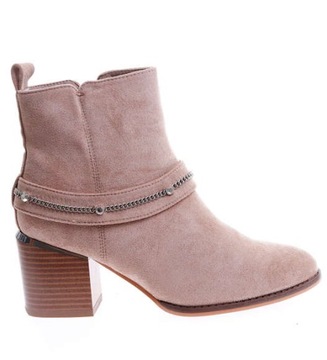 DAMSKIE BOTKI BUTY Z OCIEPLENIEM NA OBCASIE KLOCKU 15189 40