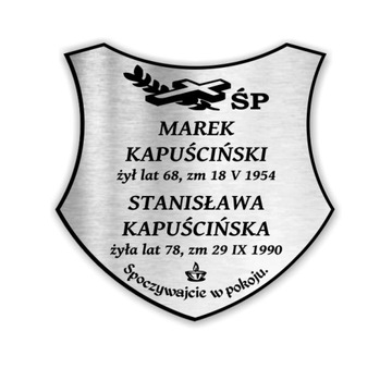Tablica nagrobna tabliczka na grób krzyż + TAŚMA