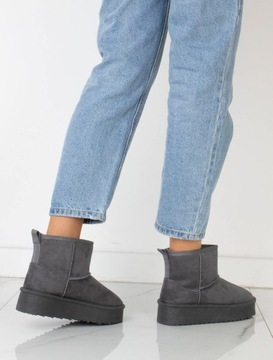 СЕРЫЕ УТЕПЛЕННЫЕ СНЕЖНЫЕ БОТИНКИ НА ПЛАТФОРМЕ 39