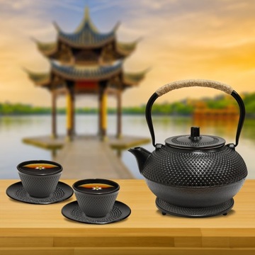 Żeliwny Zestaw Do Herbaty 13-częściowy Czarny